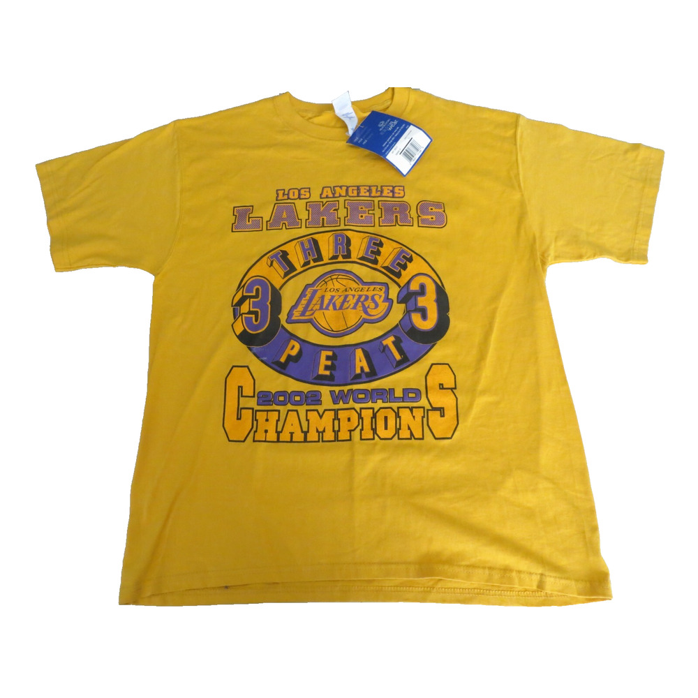NWT FOTL VINTAGE 2002 LOS ANGLES LAKERS 3 PEAT PLAYOFF SHIRT LARGE SHAQ